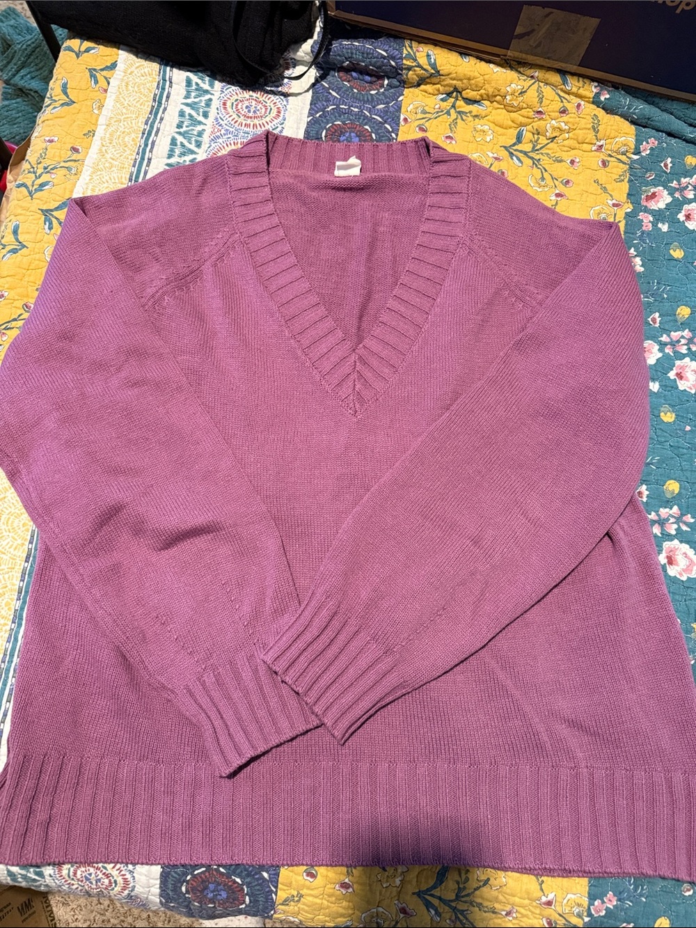 Melrose and Market cotton Blend Women's V-Neck Sweater - Dusty Mauve Pink